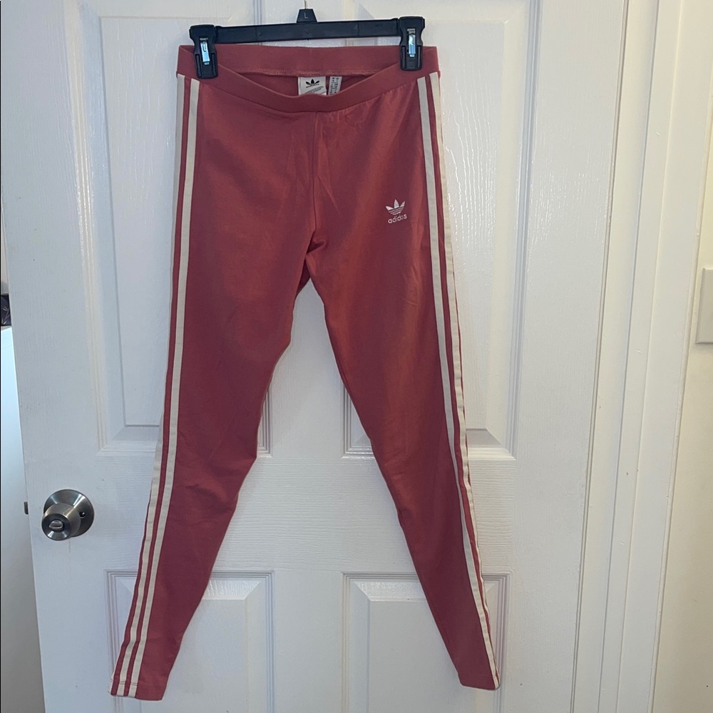 Adidas Rose Leggings with White Stripes